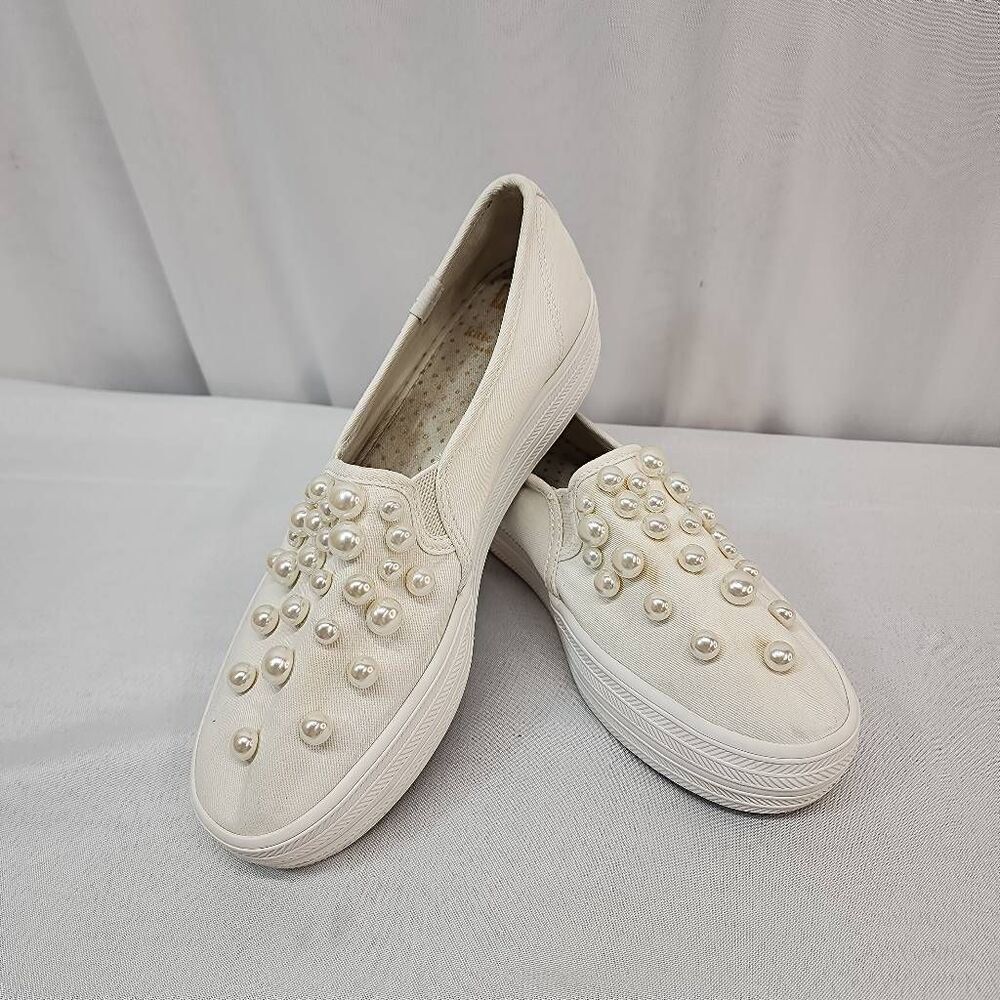 Keds X Kate Spade New York Size 7 Bridal Pearl Embellished Slip-On